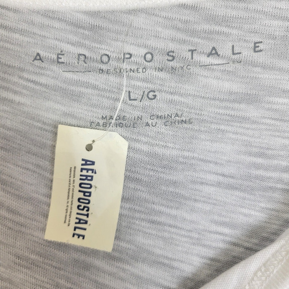 Aeropostale Crop Tee T-shirt Womens L White Semi Sheer V- Neck Short Sleeves New - Picture 3 of 13
